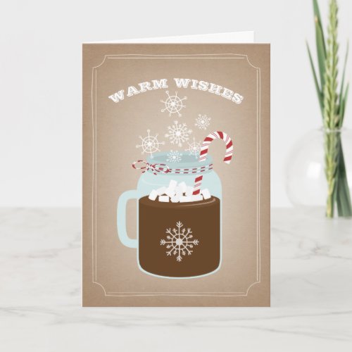 Warm Wishes Christmas Mason Jar Hot Chocolate Holiday Card