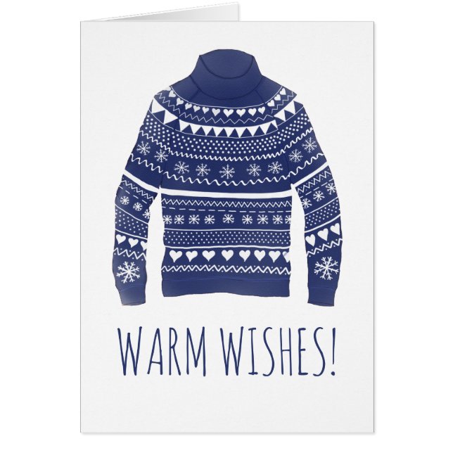 Warm Wishes Christmas Sweater  Cards (Front)