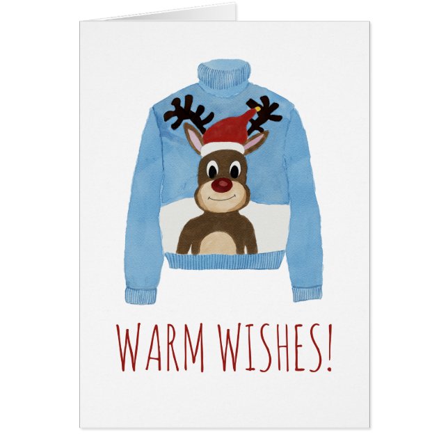 Warm Wishes Christmas Sweater  Cards (Front)