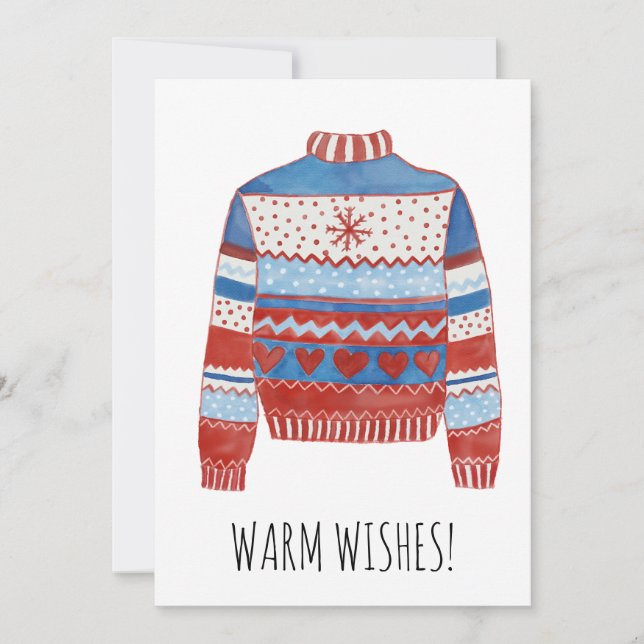 Warm Wishes Christmas sweater Holiday Card (Front)