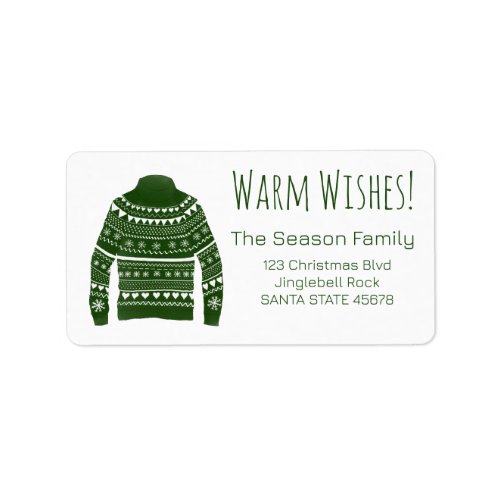 Warm Wishes Christmas Sweater Label