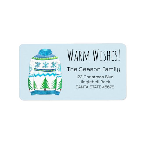 Warm Wishes Christmas Sweater Label