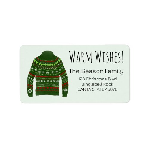 Warm Wishes Christmas Sweater Label