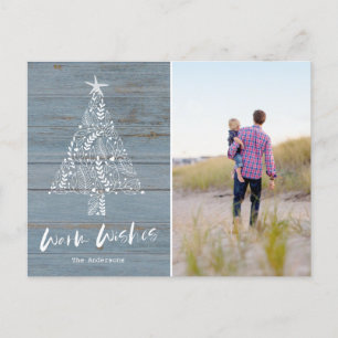 Warm Wishes Coastal Beach Florida Family Photo Holiday Postcard