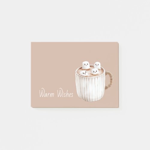 Warm Wishes Cocoa Brown Mug Marshmallows Post-it Notes