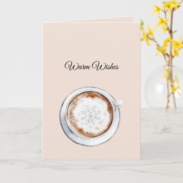 Warm Wishes Cocoa Snowflake Christmas Card (Yellow Flower)