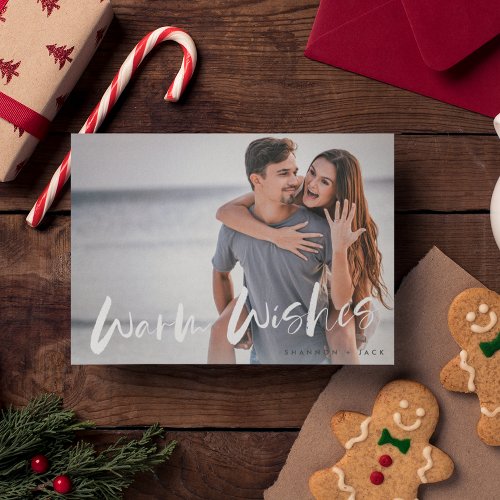 Warm Wishes Couple Photo Christmas Card