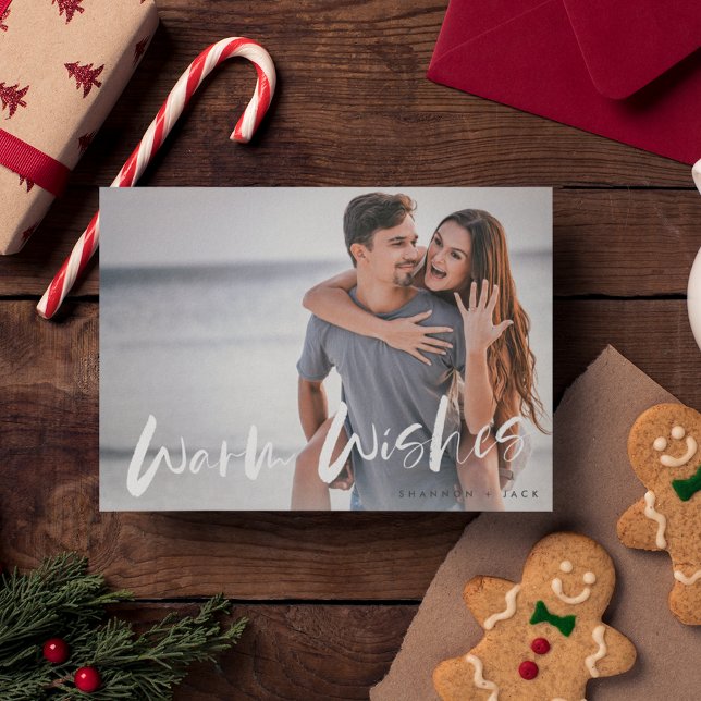 Warm Wishes Couple Photo Christmas Card (Warm Wishes Couple Photo Christmas Card)