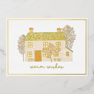 Warm Wishes Cozy Christmas Home Foil Holiday Card