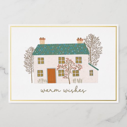 Warm Wishes Cozy Christmas Home Foil Holiday Card