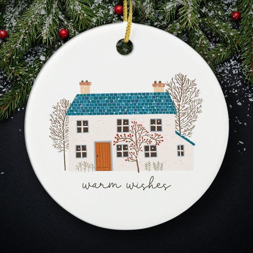 Warm Wishes Cozy Holiday Home Christmas Ceramic Ornament
