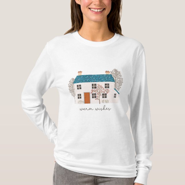 Warm Wishes Cozy Holiday Home Christmas T-Shirt (Front)