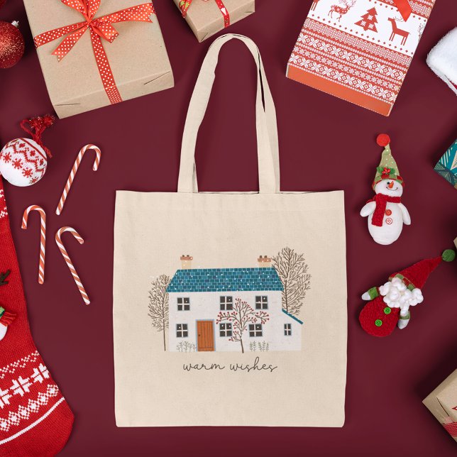 Warm Wishes Cozy Holiday Home Christmas Tote Bag (Creator Uploaded)