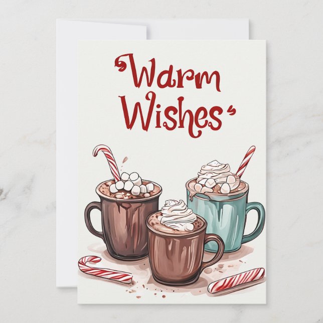 Warm Wishes - Cozy Hot Chocolate Holiday Card (Front)
