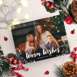 Warm Wishes Cute Winter Foliage Photo Christmas Postcard<br><div class="desc">Simple cute photo Christmas card,  featuring a white calligraphy font,  great for dark pictures.</div>