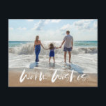 Warm Wishes Family Coastal  Beach Photo Holiday Postcard<br><div class="desc">Coastal Christmas holiday postcards in a modern photo "Warm wishes " design that is perfect for your family's beach photo. Add your photo to the front,  and your return address and greeting to the back.</div>