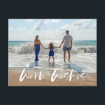 Warm Wishes Family Coastal  Beach Photo Holiday Postcard<br><div class="desc">Coastal Christmas holiday postcards in a modern photo "Warm wishes " design that is perfect for your family's beach photo. Add your photo to the front,  and your return address and greeting to the back.</div>