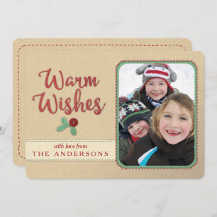 Warm Wishes Faux Felt/Embroidered Christmas Card