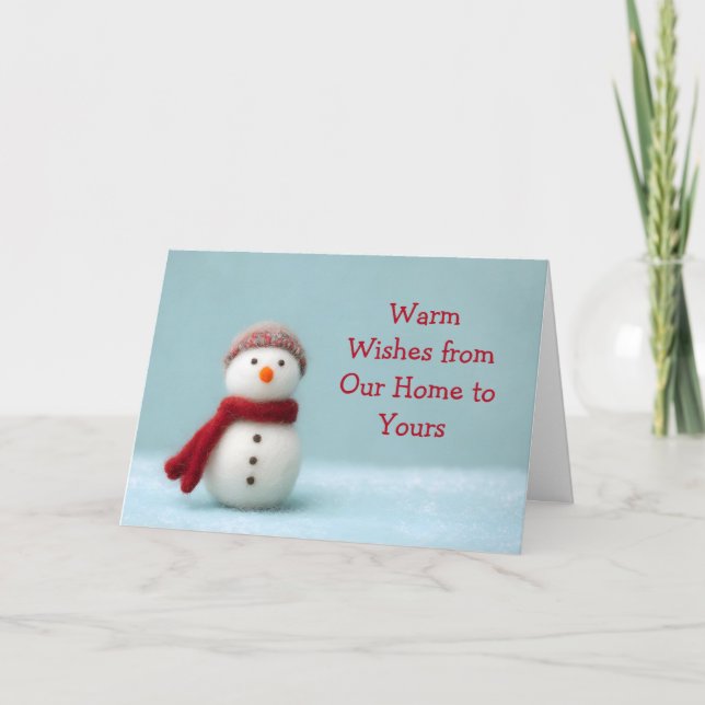 🎄 Warm Wishes Felt Snowman Holiday Card ❄️ (Front)