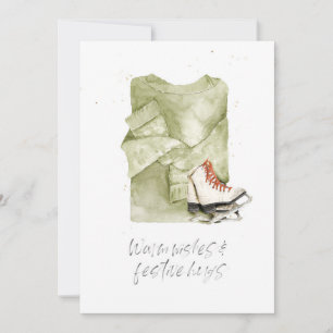 Warm Wishes & Festive Hugs Watercolor Holiday Card