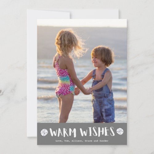 Warm Wishes Florida Beach Family Photo Christmas Holiday Card