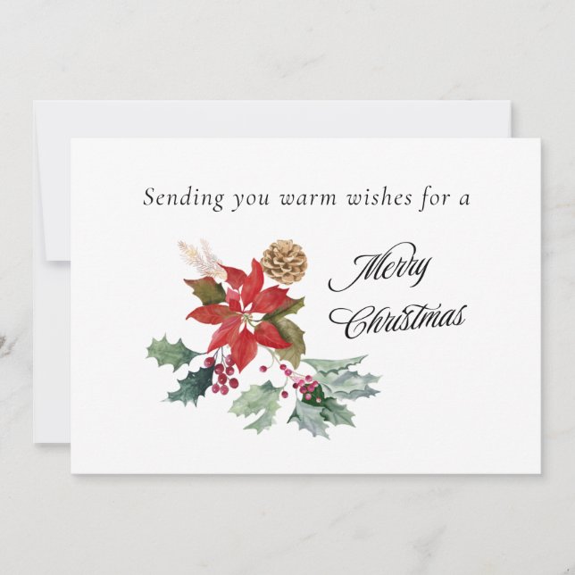 Warm Wishes For A Merry Christmas Holiday Card (Front)