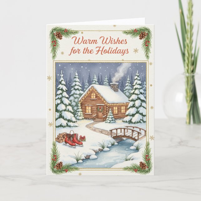 Warm Wishes for the Holidays Folded Greeting Card (Front)