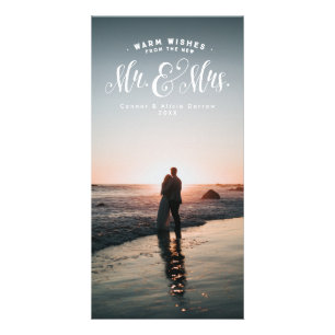 Warm wishes from Mr and Mrs wedding photo holiday Card