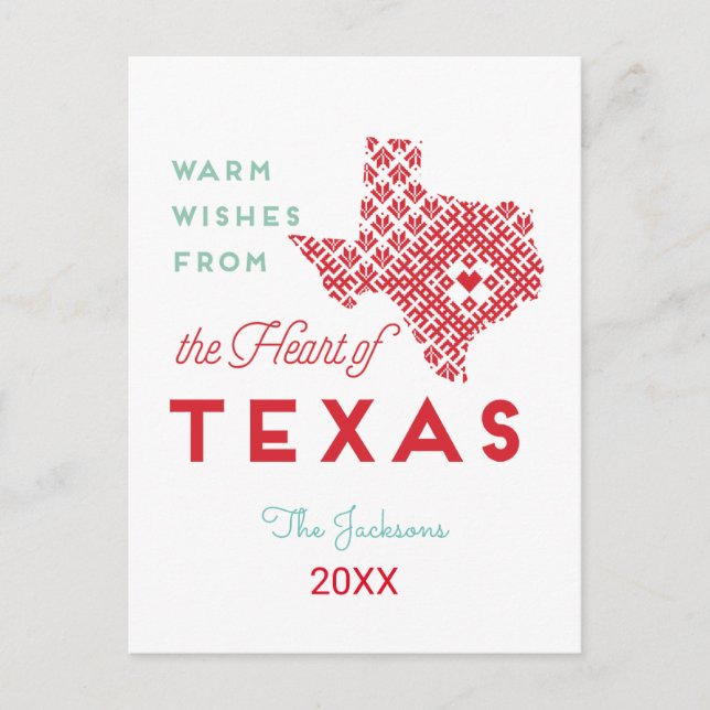 Warm Wishes from the Heart of Texas Postcard (Front)