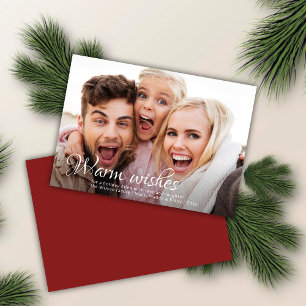 Warm Wishes   Full Photo Ruby Red Christmas Holiday Card