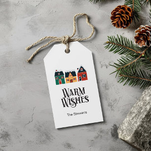 Warm Wishes Gift Tag, Holiday Christmas Village Tags