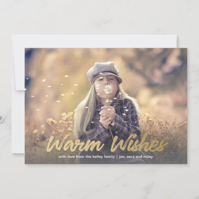 Warm Wishes Gold Holiday Full Photo Horizontal (Front)