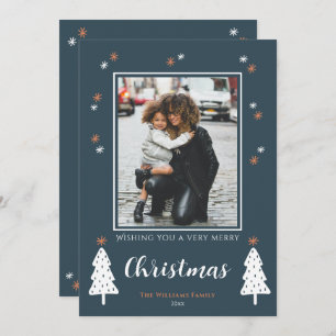 Warm Wishes Green Christmas Photo Card