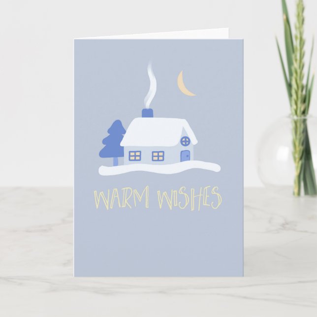 Warm Wishes Happy Holidays Christmas Winter Scene Card (Front)