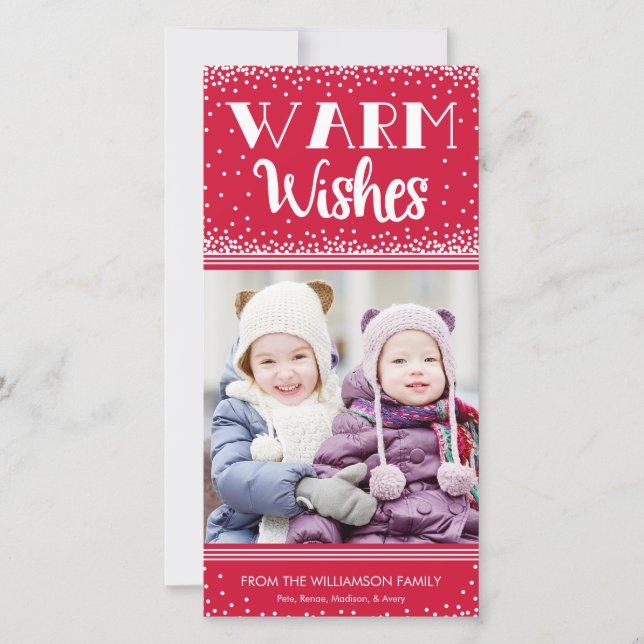 Warm Wishes Holiday Photo Card / Red (Front)