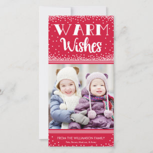 Warm Wishes Holiday Photo Card / Red