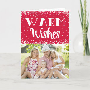 Warm Wishes Holiday Photo Greeting Card / Red