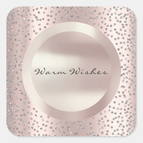 Warm Wishes Holiday Rose Pearl Glitter Square Sticker