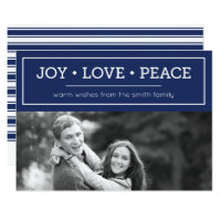 Warm Wishes Joy Love Peace Blue Holiday Photo Card