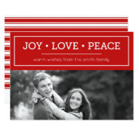 Warm Wishes Joy Love Peace Red Holiday Photo Card