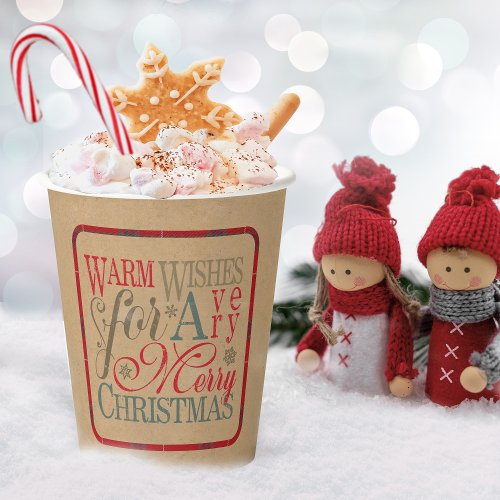 Warm Wishes Kraft  Tartan RedGreen ID589 Paper Cups