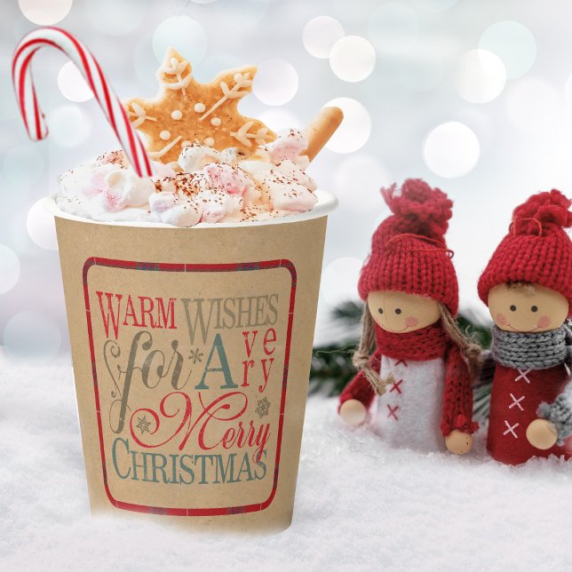 Warm Wishes Kraft & Tartan Red/Green ID589 Paper Cups (Creator Uploaded)