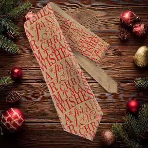 Warm Wishes Kraft Typography Red ID589 Neck Tie