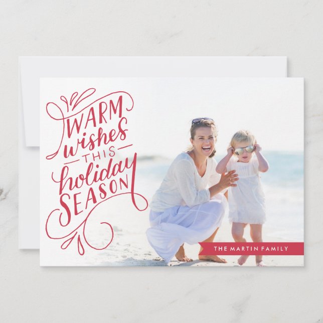 Warm Wishes Lettered Banner Holiday Photo (Front)