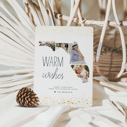 Warm Wishes  Multi Photo Florida Foil Holiday Card