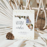 Warm Wishes | Multi Photo Florida Holiday Card<br><div class="desc">Warm wishes from the sunshine state! This cute Florida holiday card features a silhouette of the state of Florida, holding four of your favorite photos, and adorned with faux gold foil stars and "warm wishes" in navy blue lettering. Personalize with your custom greeting and names along the bottom. Cards reverse...</div>