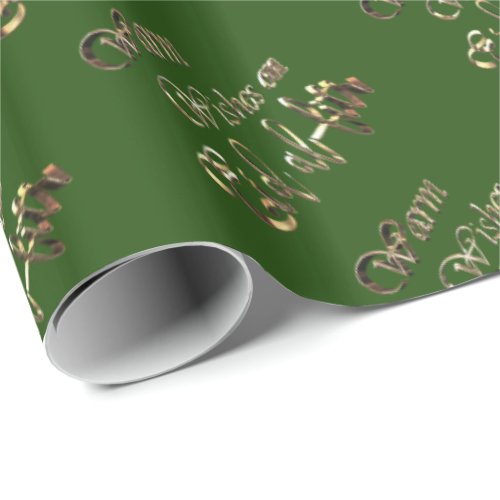 Warm Wishes on Eid al_Fitr Green Gold Typography Wrapping Paper