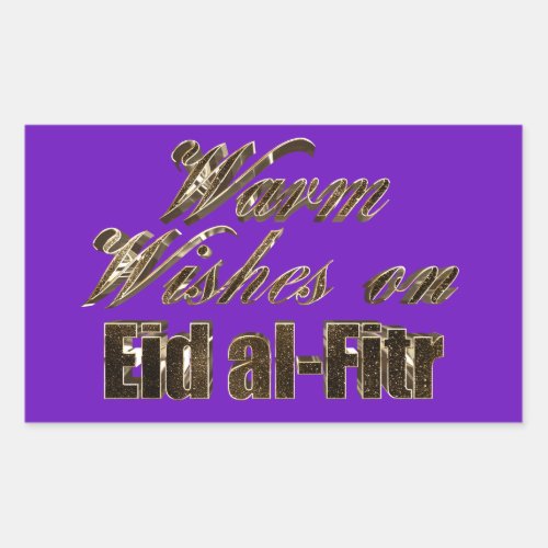 Warm Wishes on Eid al_Fitr Purple Gold Typography Rectangular Sticker