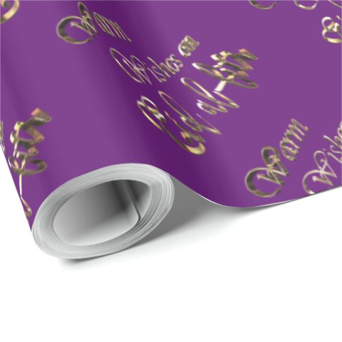 Warm Wishes on Eid al_Fitr Purple Gold Typography Wrapping Paper