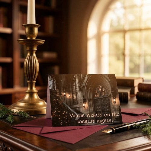 Warm Wishes on the Longest Nights Gothic Winter Holiday Card